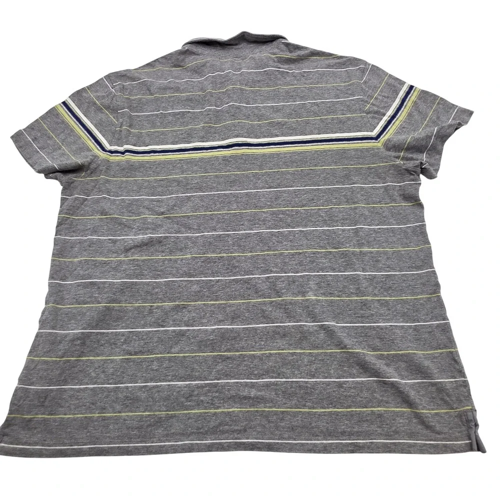 Banana Republic Polo Shirt Mens XL Grey Striped Short Sleeve Cotton